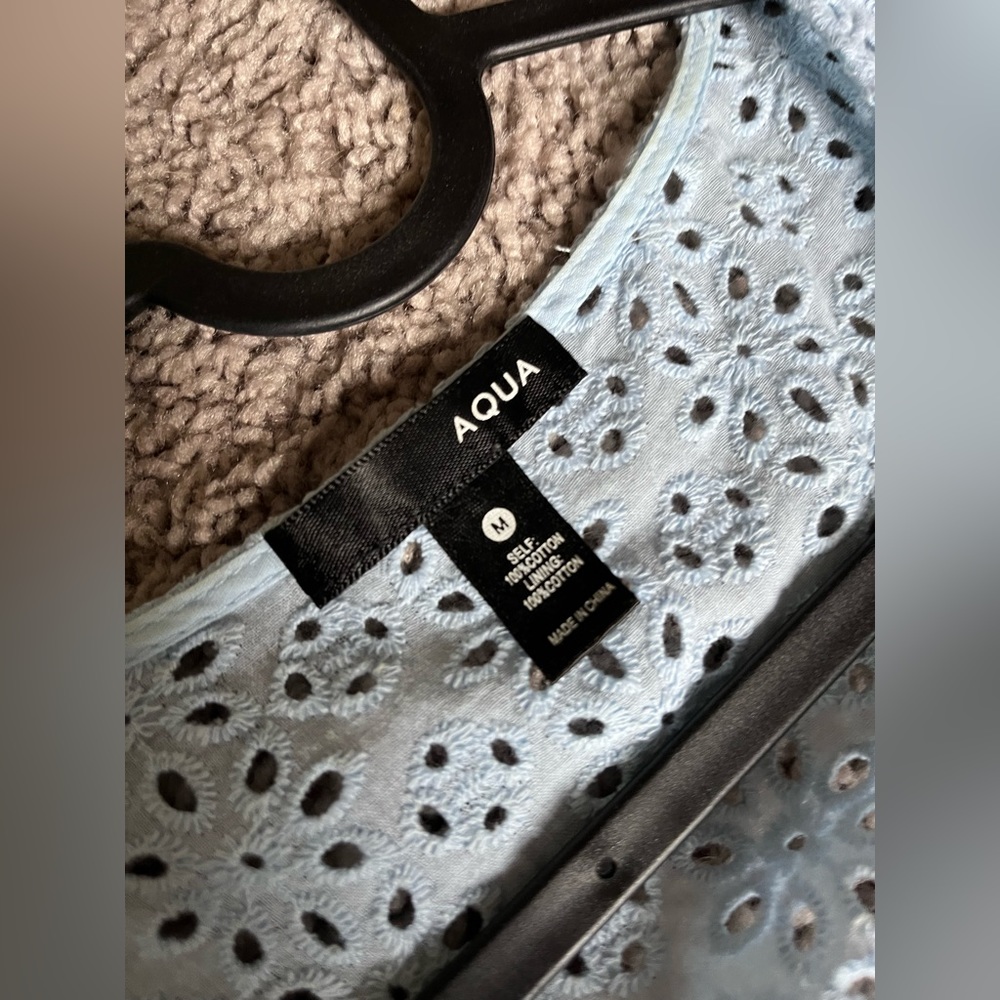 Aqua Light Blue Eyelet Midi Dress - Picture 10 of 16